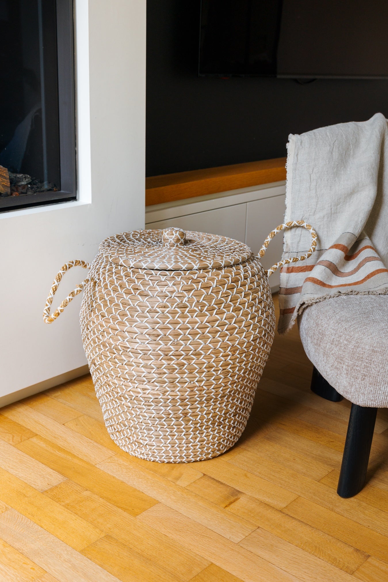White seagrass basket