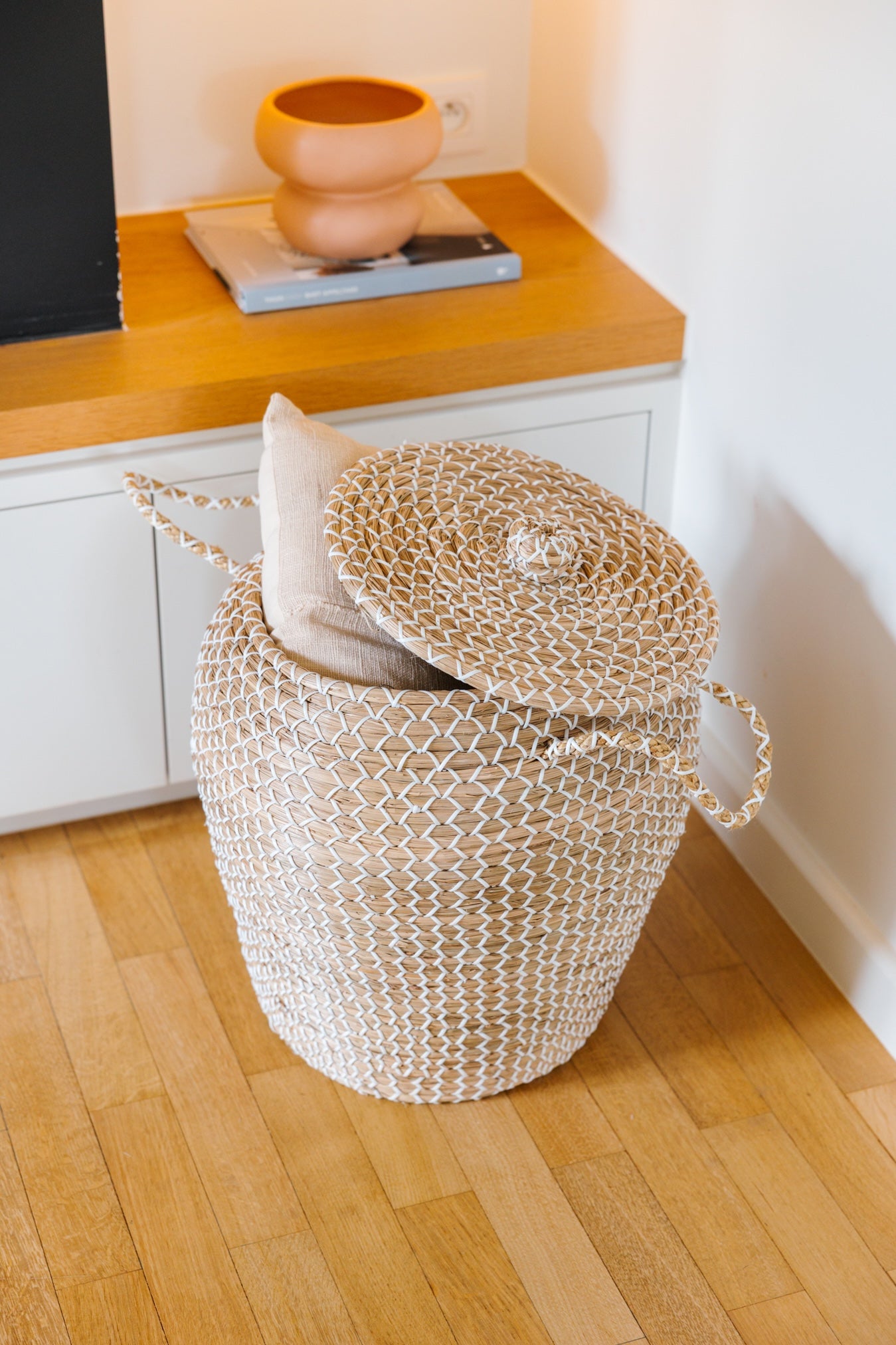 White seagrass basket