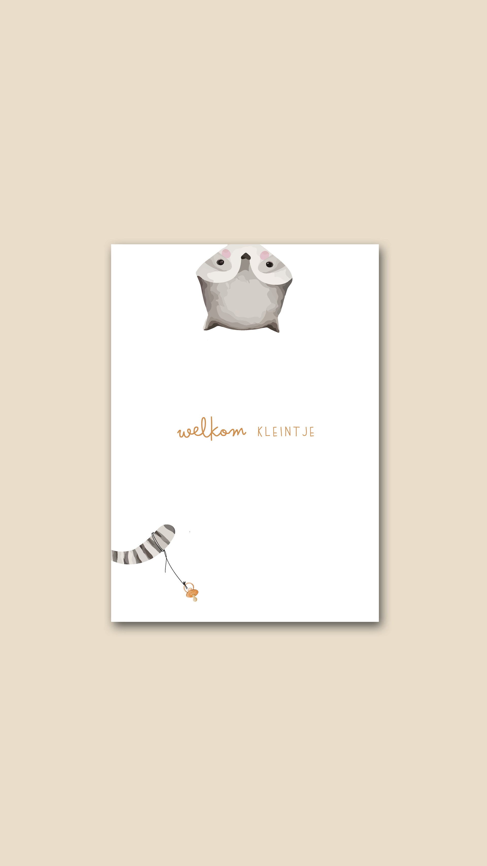 Wenskaart 'Welkom kleintje' wasbeer