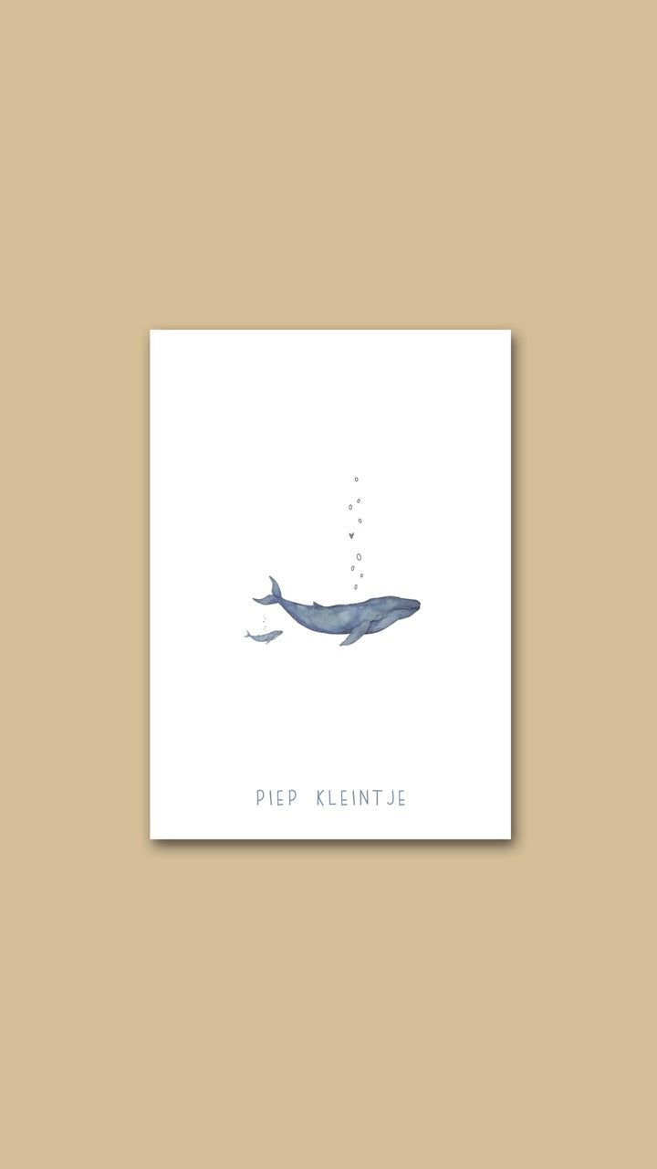 Wenskaart 'Piep kleintje' walvis