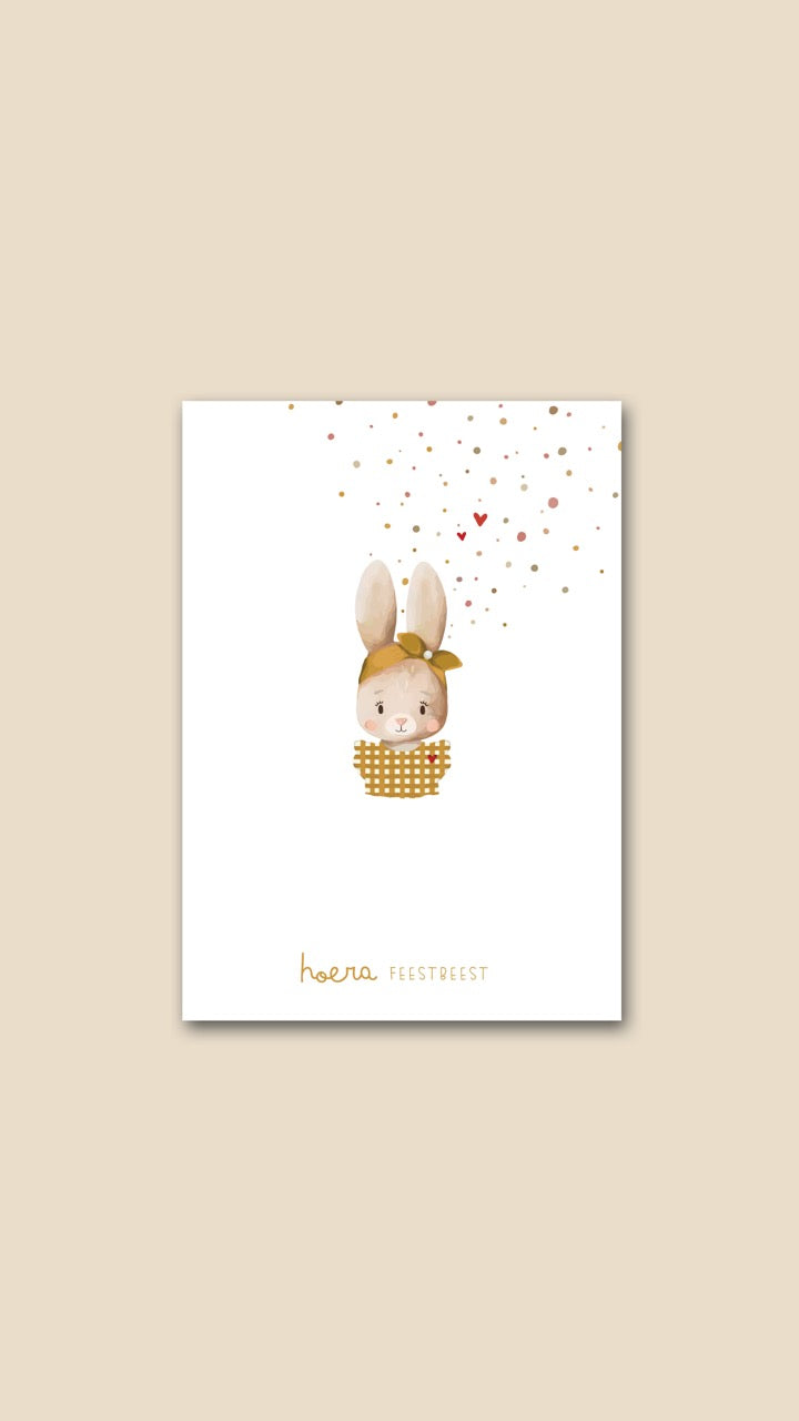 Wenskaart 'Hoera feestbeest'