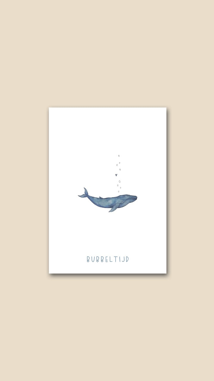 Wenskaart 'Bubbeltijd' walvis