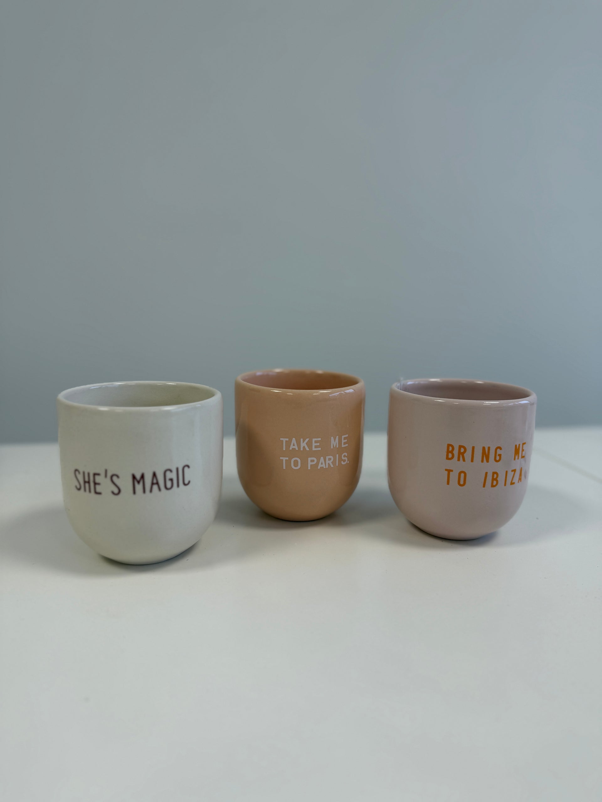 Set van 3 tassen met quote